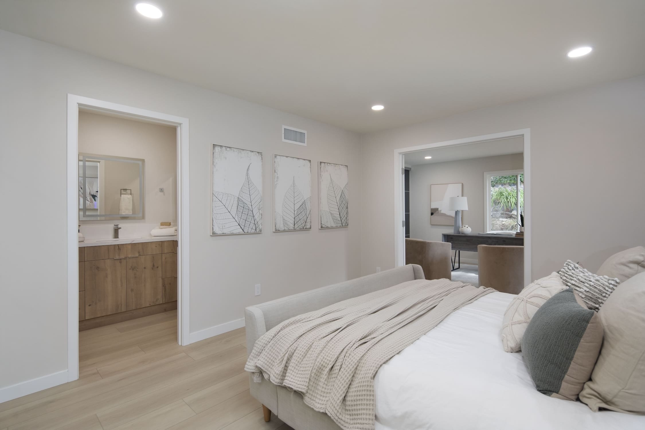 Modern ADU construction in San Diego with a stylish backyard.   Custom-built accessory dwelling unit (ADU) with energy-efficient design.   San Diego ADU builders working on a detached guest house.   Luxury home remodeling project in San Diego featuring a modern kitchen.   San Diego home renovation with upgraded interiors and open floor plan.   Bathroom remodel in San Diego with sleek tile and custom vanity.   New home construction project in San Diego with contemporary design.   Experienced San Diego construction team building a custom home.   High-quality residential construction site in San Diego.