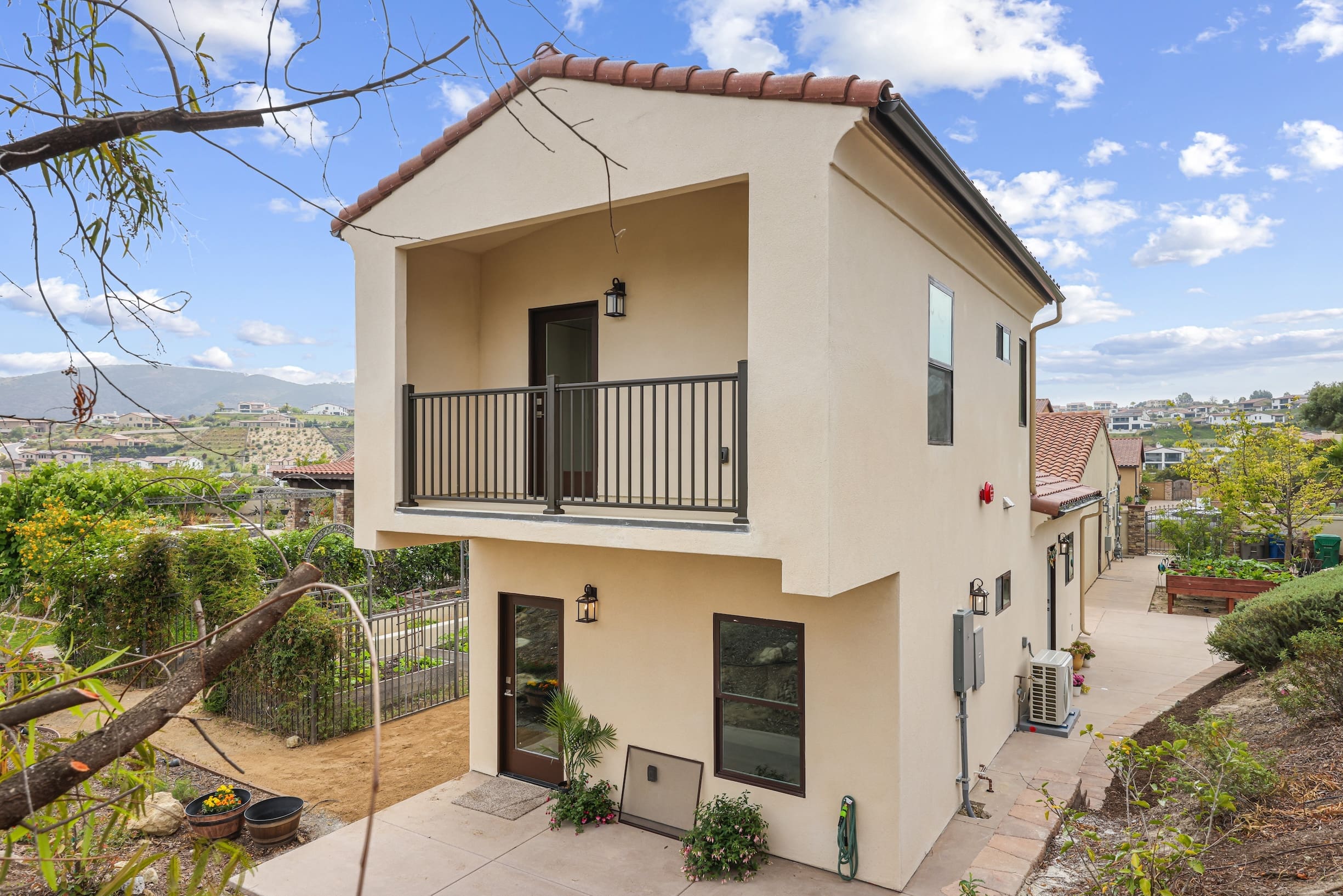 Modern two-story house with balcony